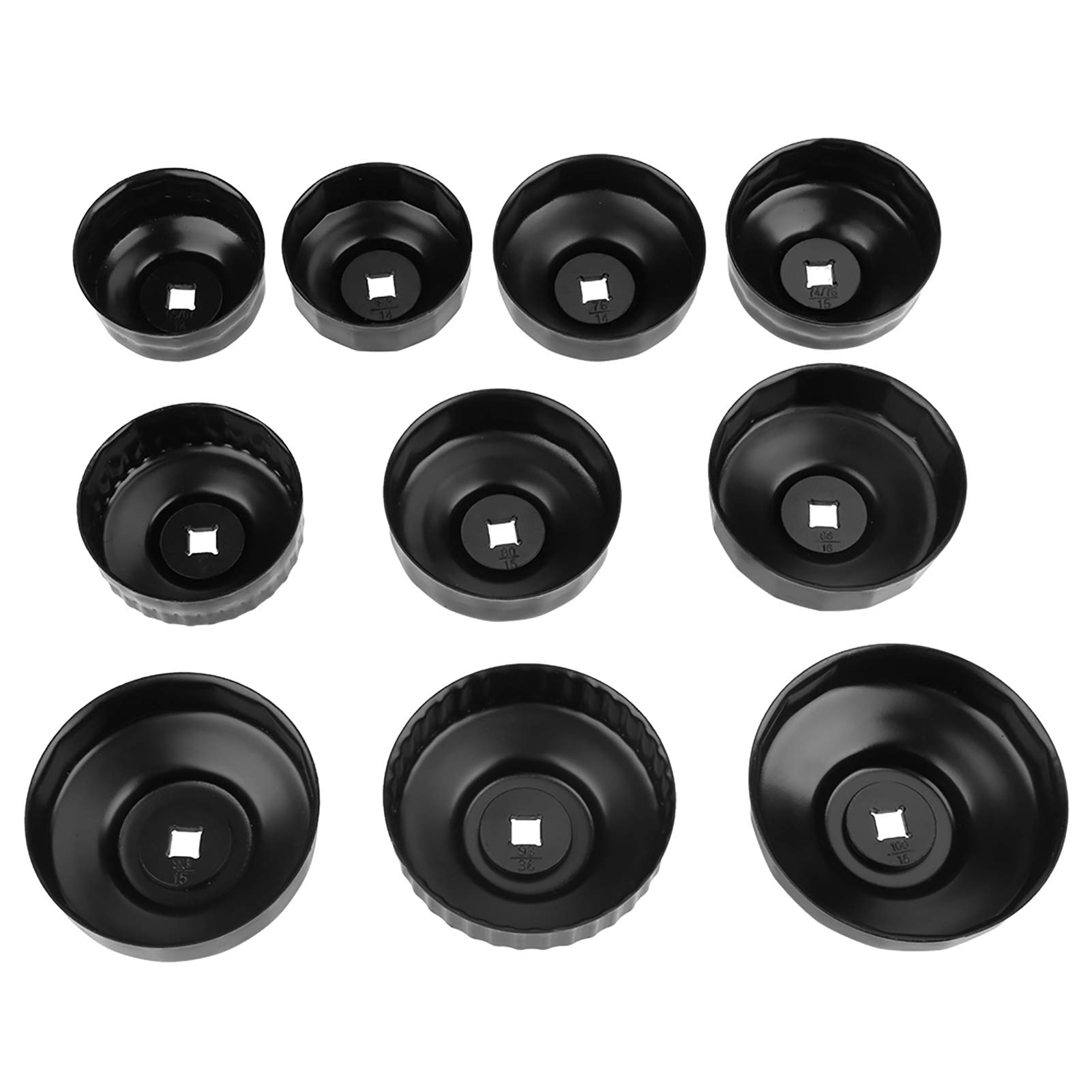 Set Chiavi per Filtri Olio, 10 Misure e 1 Adattatore, Strumento di Riparazione Chiavi da Lavoro in Acciaio Al Carbonio con Scatola Portatile per Vari Veicoli