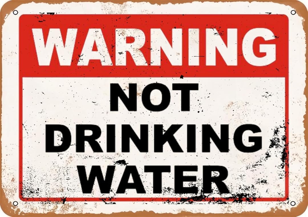 Warning Not Drinking Water for Cafe Home Living Room Bedroom Kitchen Garden Garage Cafe Bar Pub Tin Sign 8x12 Inch