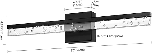 Miniatura 2 de Eyely EYL7128A Paulina - Luz LED integrada de acrílico de 22 pulgadas para entrada, vestíbulo, baño, pasillo, dormitorio, color negro y transparente