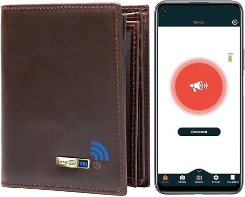 Anti-Lost Bluetooth Wallet Tracker & Finder GPS Position Locator Mens Slim Minimalist Credit Card Holder Large Capacity dad Wallet with Zipper Gifts