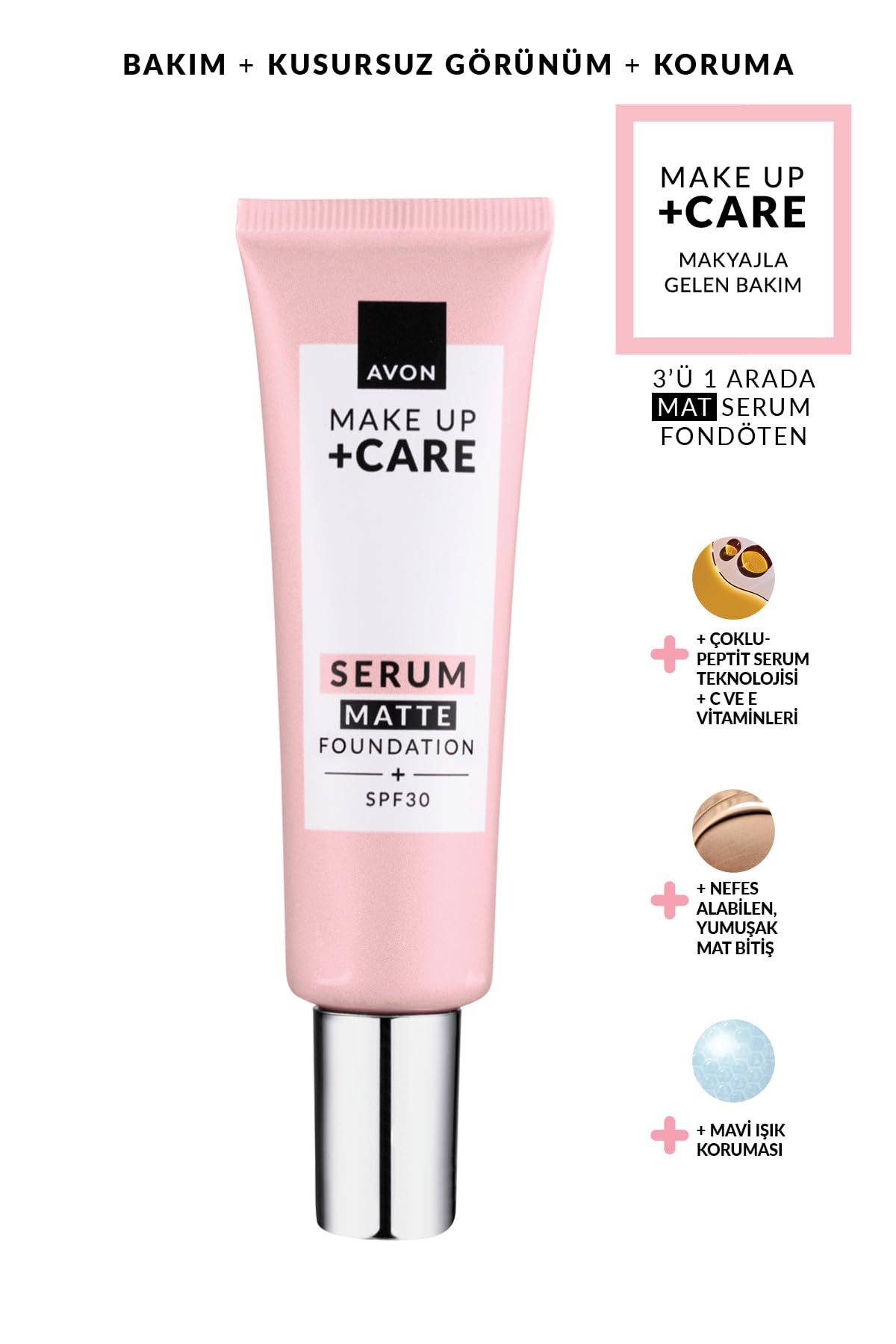 Avon Make Up + Care 3ü 1 Arada Mat Serum Fondöten 30 Ml. 430N Deep Tan