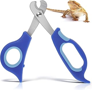 Larrel Bearded Dragon Nail Clippers, Stainless Steel Bearded Dragon Nail Clippers, Small Animal Nail-Clipper for Small Reptiles, Turtle, Chameleon, Iguana, Hedgehog, Birds, Cat, Dog (Blue)