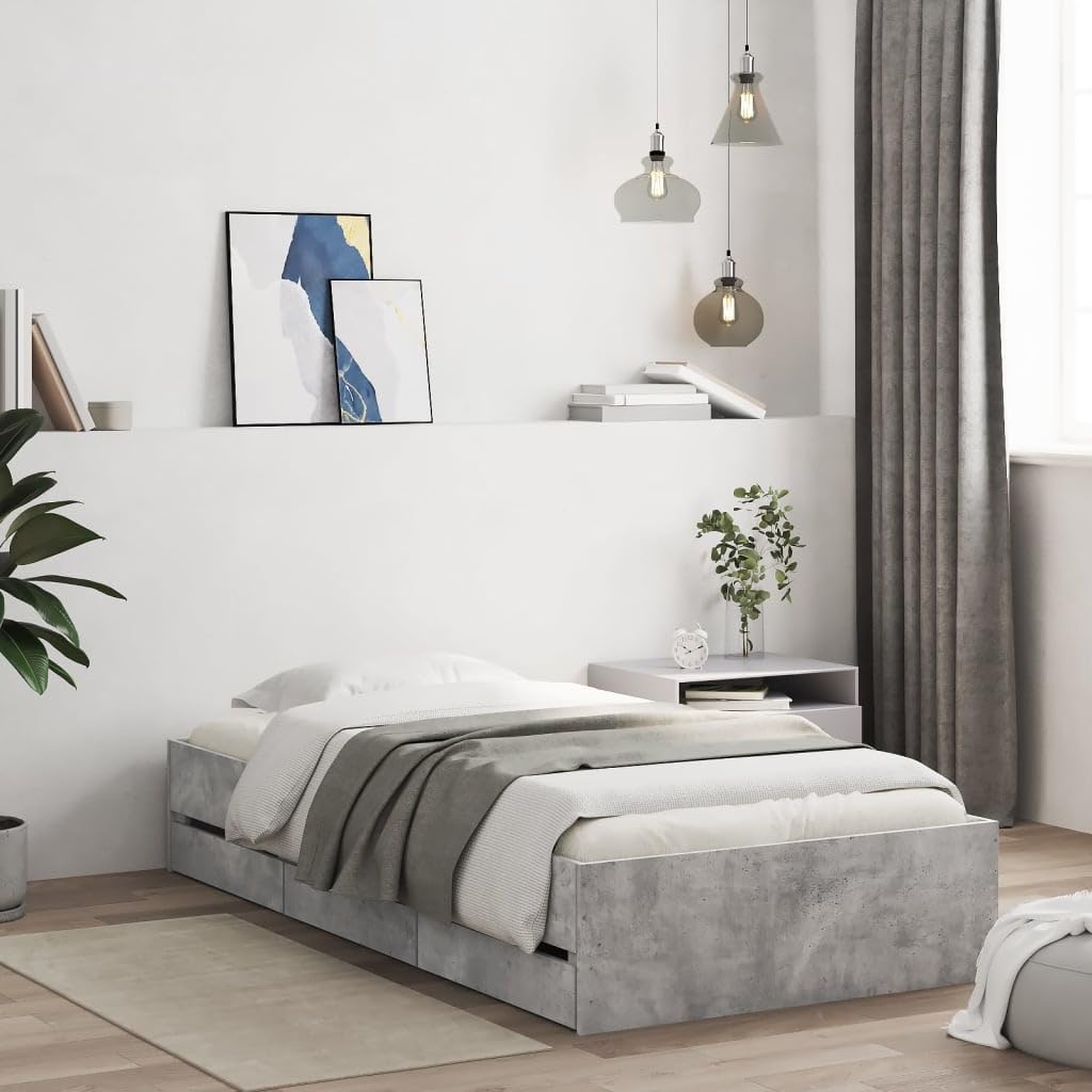 vidaXL Bedframe met opslag met lade Oud hout 90 x 190 cm - Slaapkamer | Bedden