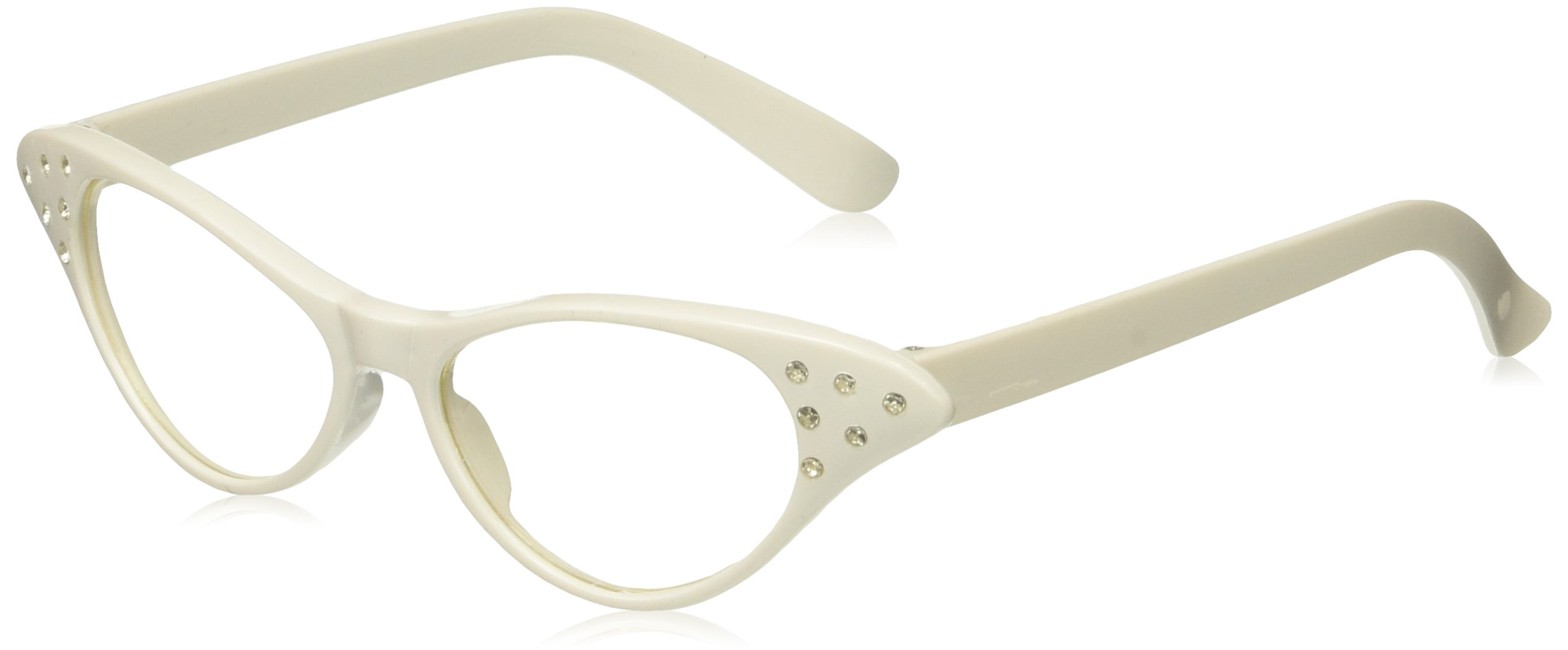 Forum Novelties 50's Rhinestone Glasses, White