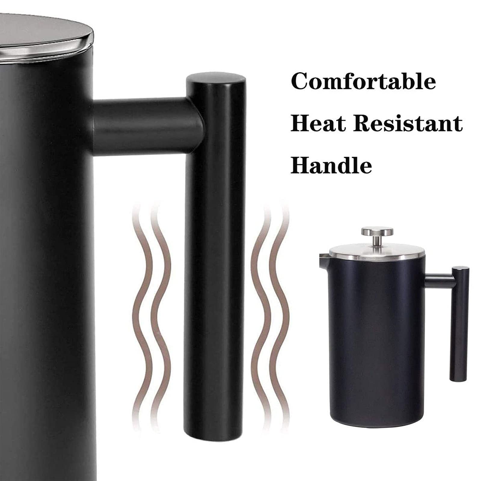 Cafetière French Press Ekspres do kawy, izolowana prasa do kawy z podwójnymi ściankami i dzbanek na herbatę z tłokiem ze stali nierdzewnej klasy 304 do domu i biura,1000ml