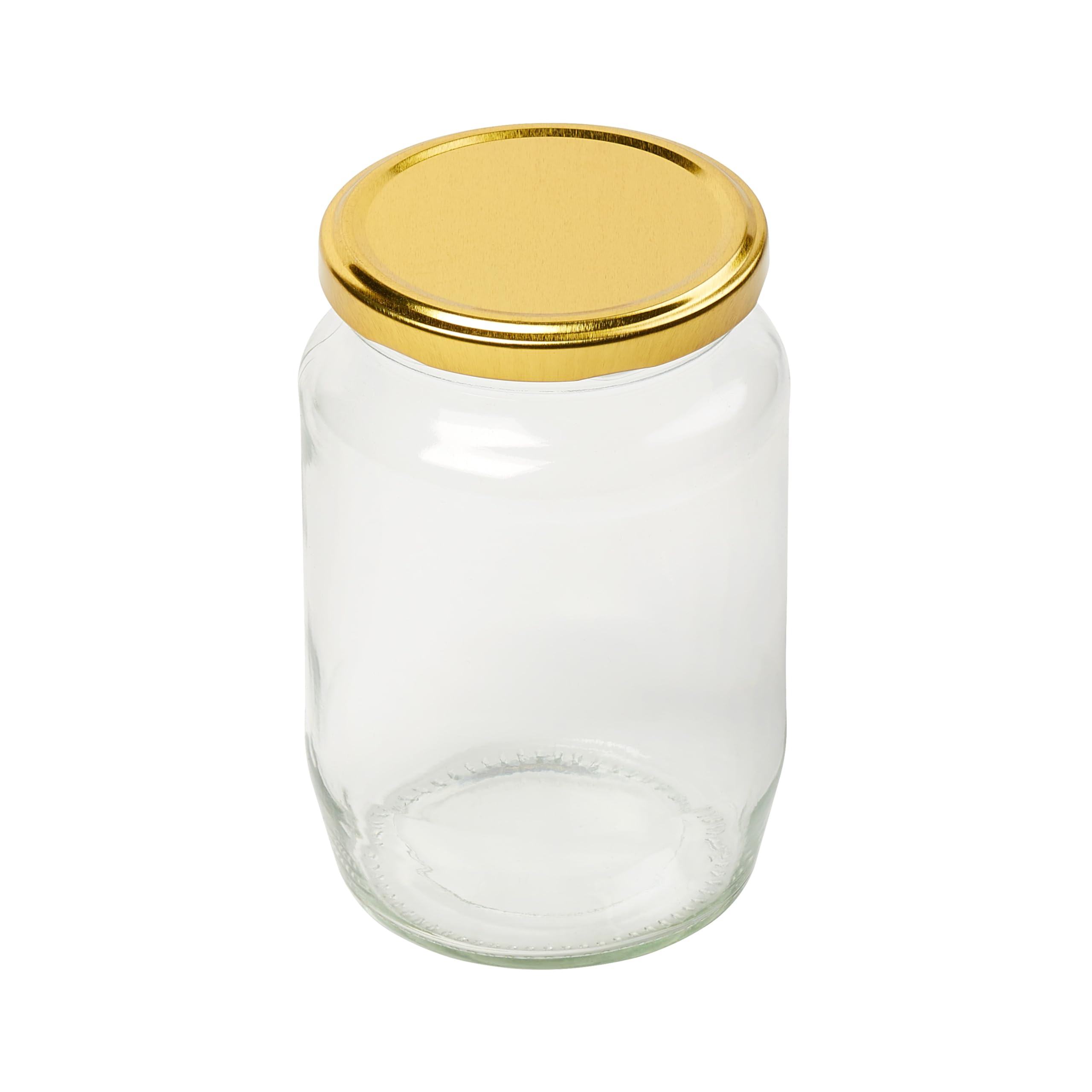 Tala Round Glass Preserving Jar with Gold Screw Lid 900ml / 32oz, Pickling, Jam, Chutney & Food Storage Jar, Reusable, Airtight & Dishwasher Safe