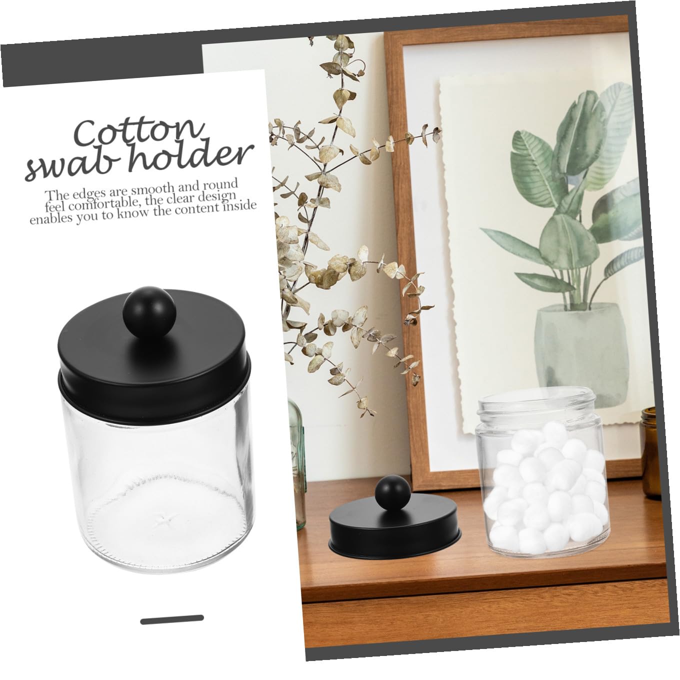 Organizer für Badezimmer für Wattepads und Wattestäbchen 3 Stück-pack mit Transparenten Glasbehältern Edelstahl Deckel Rundem Design und Glatten Kanten Aufbewahrung Am Waschbecken
