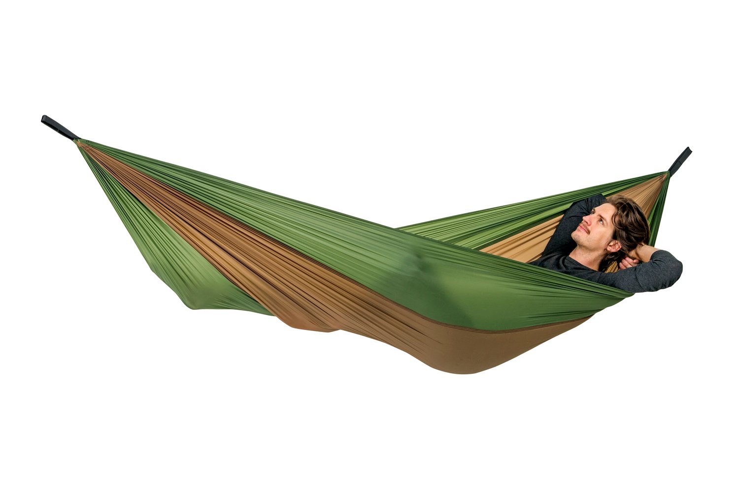 AMAZONAS Ultra-Light Hängematte Adventure Hammock Coyote - Die leichteste Kingsize Hängematte der Welt 180g 275 x 140 cm Packmaß 18 x 6 cm bis 150 kg in Grün