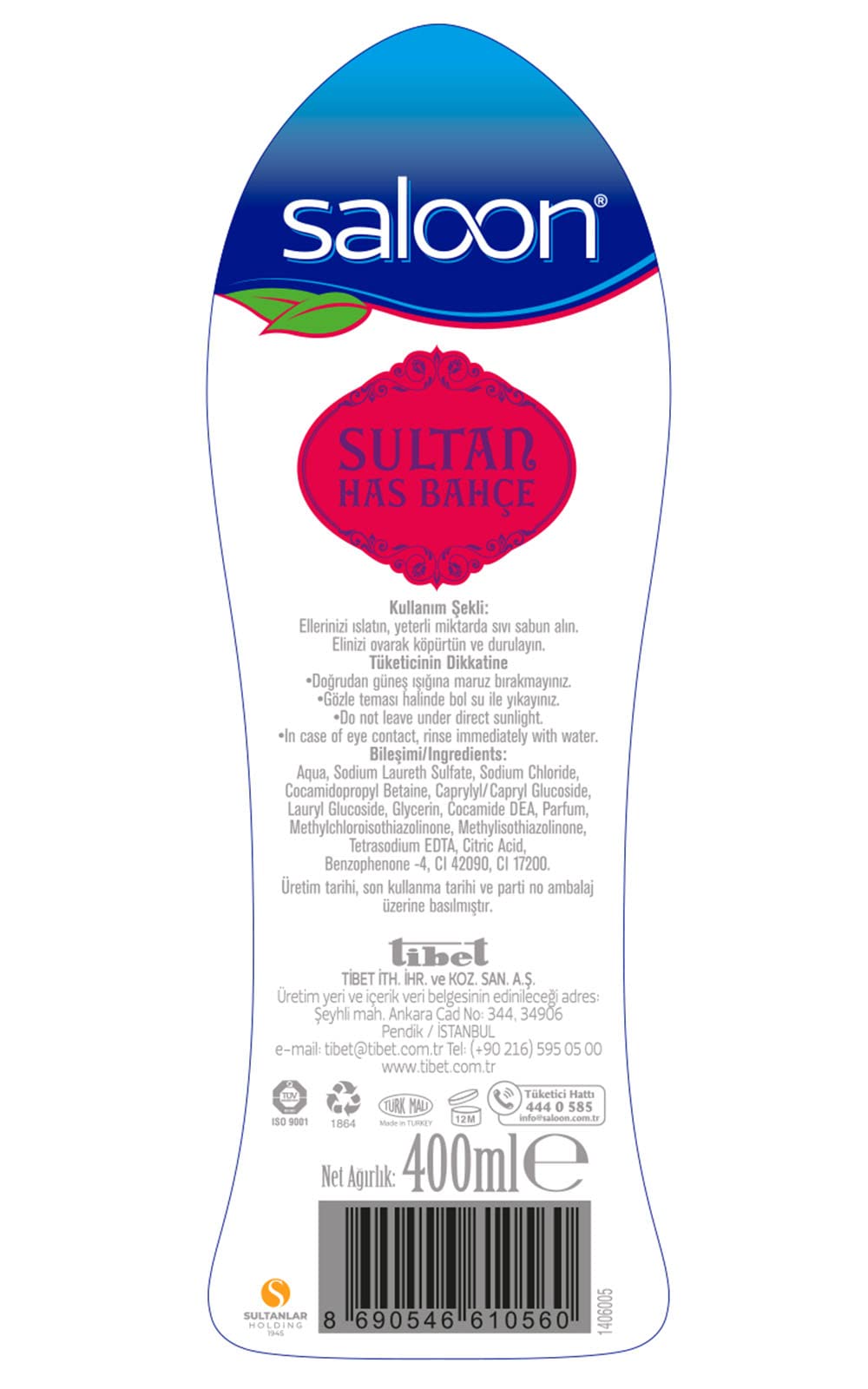 SALOON SIVI SABUN SULTAN HAS BAHÇE 400 ML
