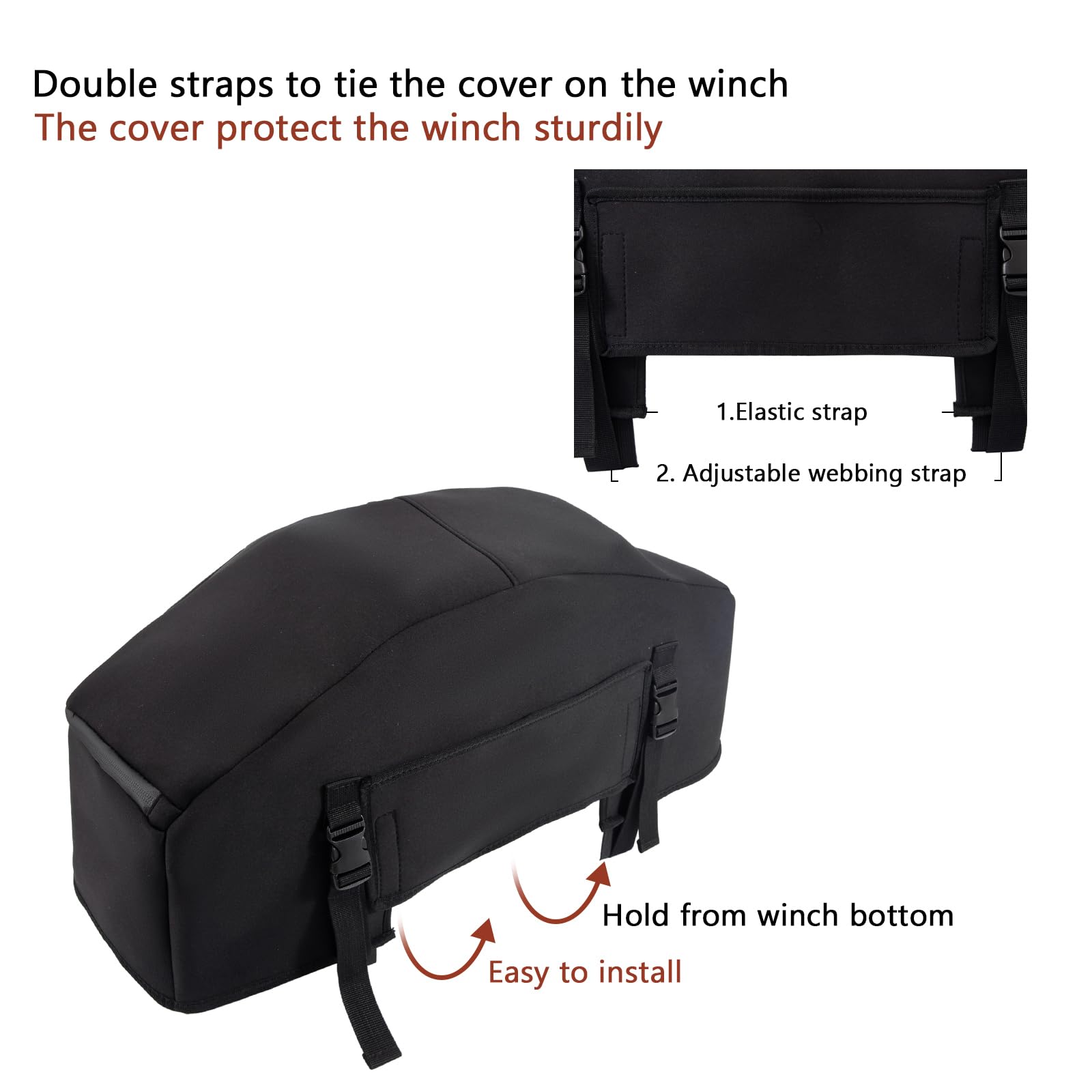 OAJABBGE Heavy Duty Winch Cover - 600D Oxford Fabric Protective Capstan Cover 22x9x7'' For Car & Trailer