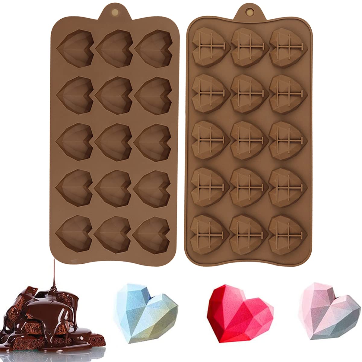 2Pcs Break-Apart Chocolate Molds, Thin Mini Chocolate Tray for Chocolate, Candy, Fondant or Jelly Food Grade Non-Stick Silicone Protein and Energy Bar Molds
