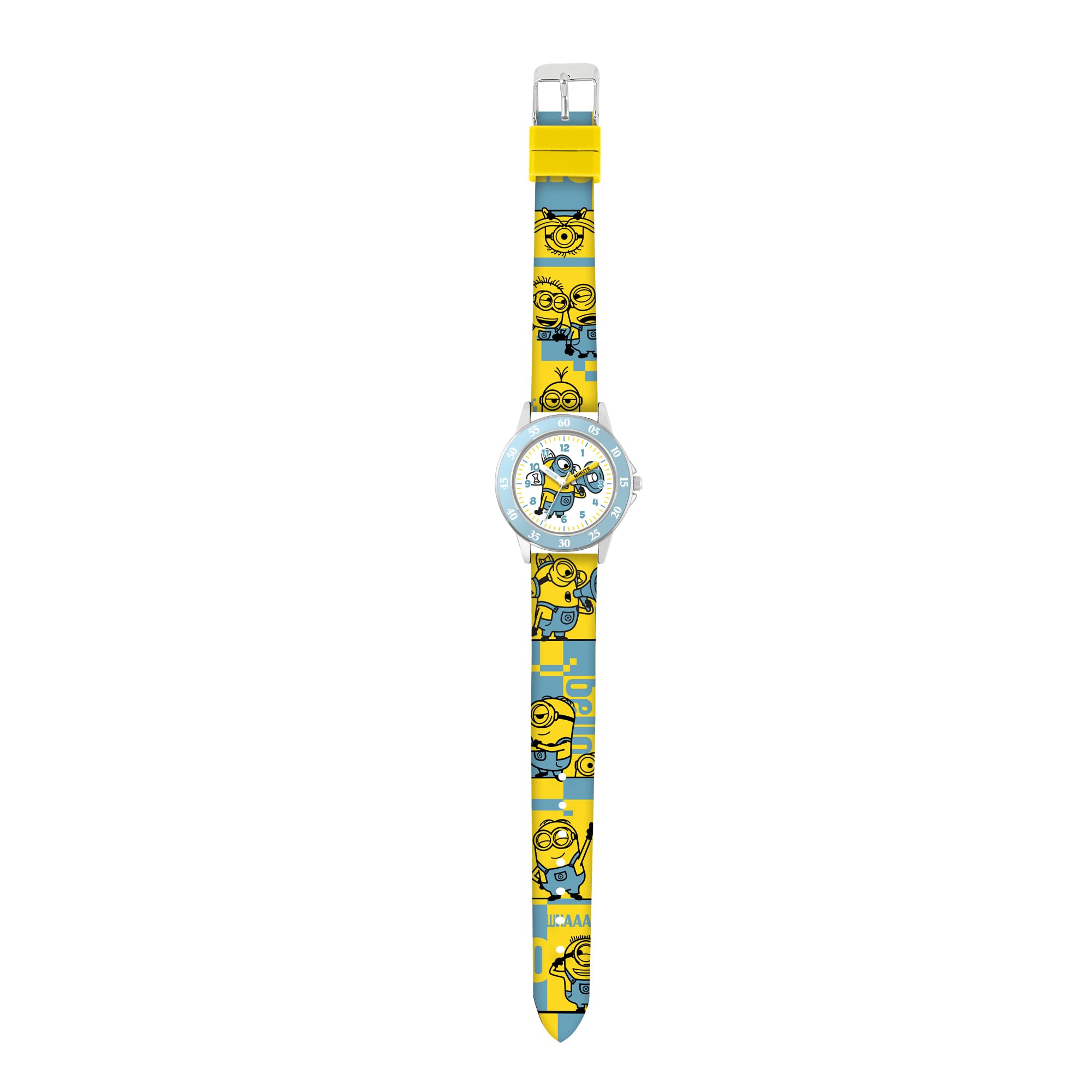 Accutime Minions DMF4107 Montre analogique pour apprendre l'heure avec bracelet en silicone Jaune