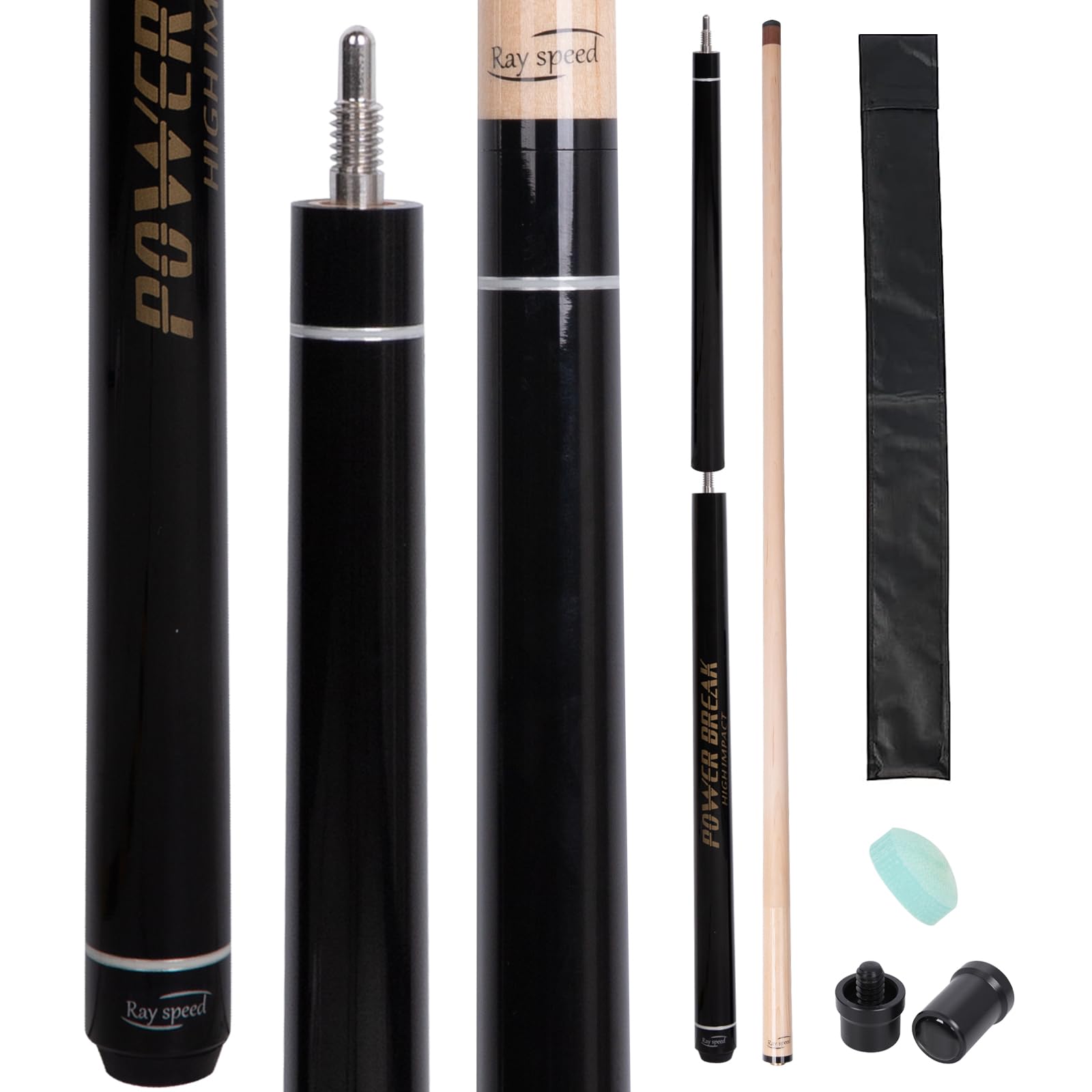 Ray speed Heavy Hitter Jump Break Pool Cue, 3 Piece Pool Cue 14mm Phenolic Tip 20oz/21oz/22oz Pool Break Cue