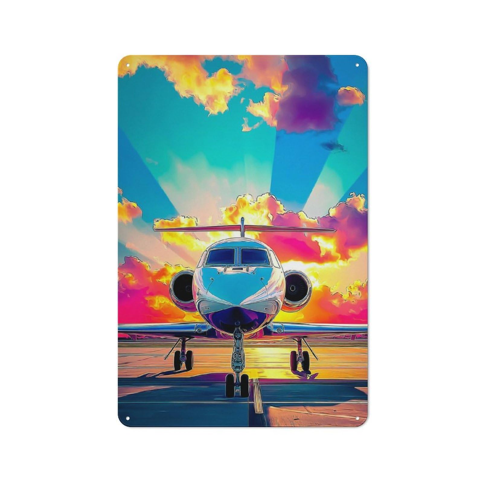 Shop Front Style Sunset Flight Adventure Decorative Metal Plaque 30x20cm, Shop Wall Decor for Cafe, Bistro, Bakery Or Restaurant