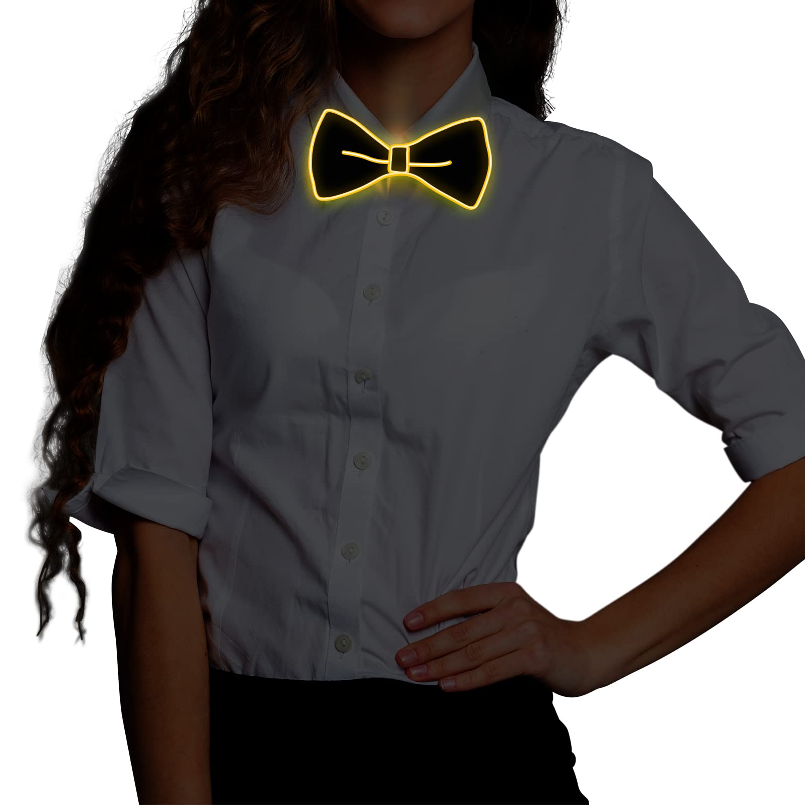 Ainiv Light Up Neckties Bowties Suspenders LED Party Supplies Glow in the Dark Adjustable for Women and Men Parties