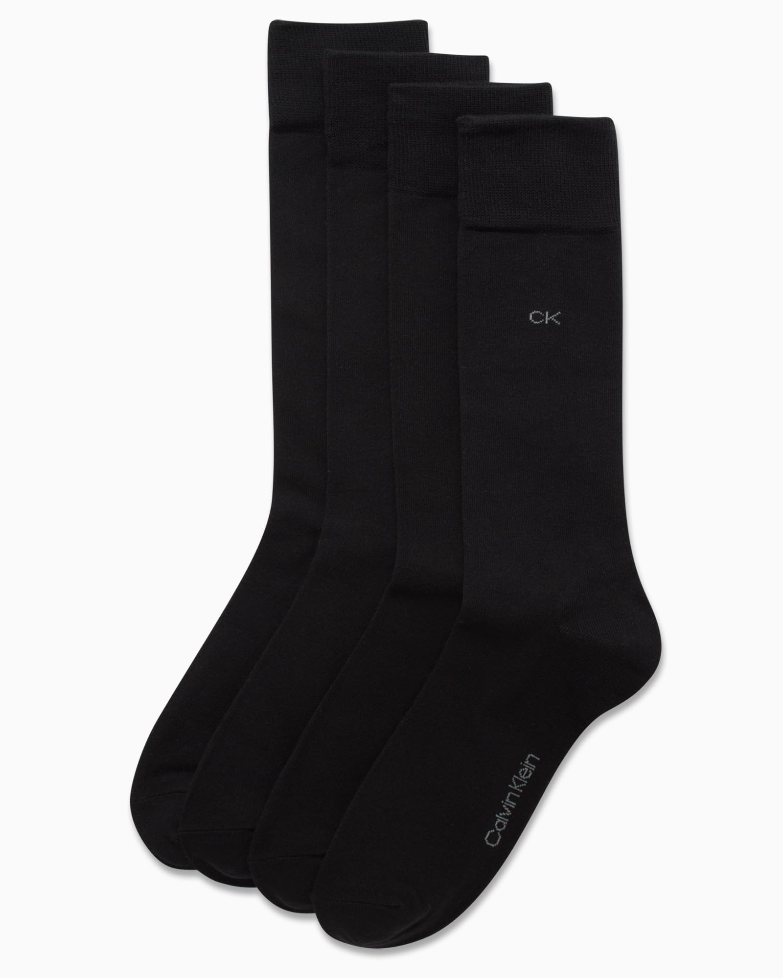 Calvin Klein Lot de 4 paires de chaussettes habillées pour homme en coton peigné avec poignets resserrés - Chaussettes pour homme (tailles : 40-46)