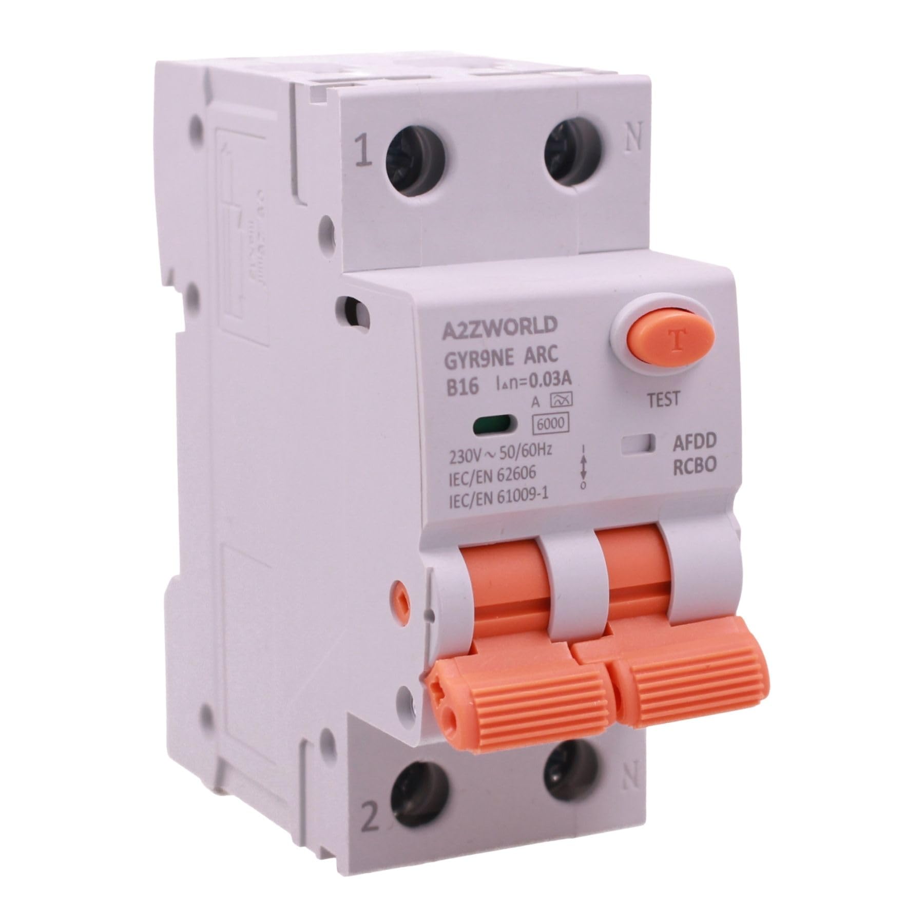 AFDD RCBO Brandschutzschalter, Typ A Kurve B 16A B16, Magnetothermic Differential mit Fehlermeldung Elektrischer Lichtbogen, 6kA 30mA 1P+N, Schutz gegen elektrische Brände