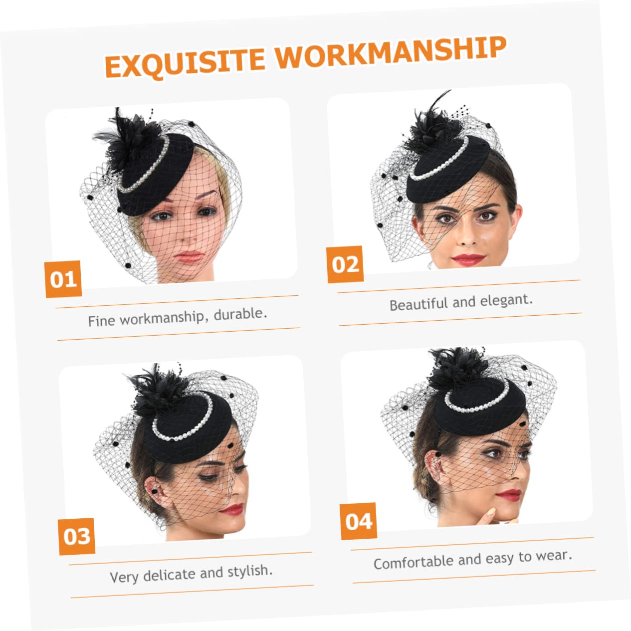ifundom 4pezzi Fascinator Retro per Sposa con Piume e Perle Cerchietto Elegante per Cerimonie e Feste Accessorio Versatile per Matrimoni e Occasioni Speciali