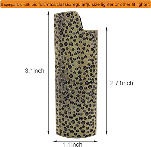 Miniatura 2 de Funda para encendedor Funda de metal Vintage Dot Patrón Diseño para BIC Tamaño Completo Encendedor J6 Marrón