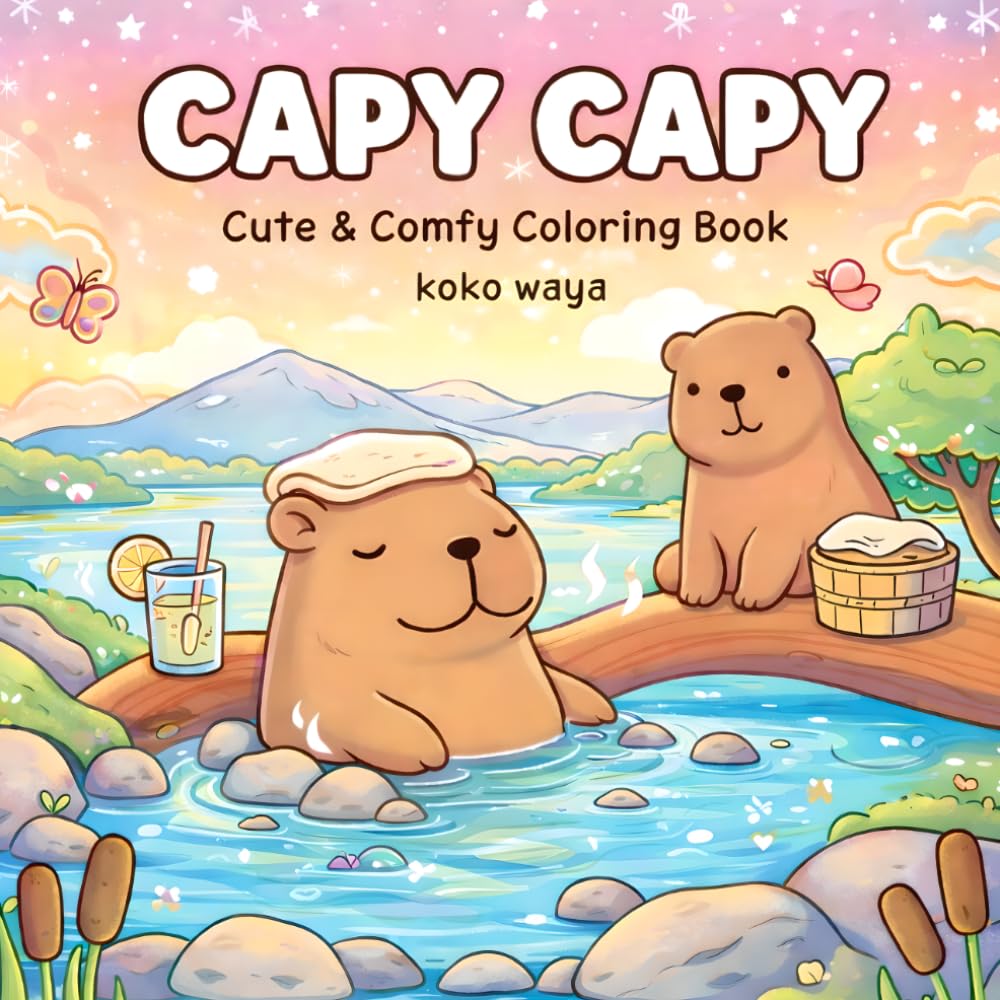Capy Capy Coloring Book: Adorable Capybara Scenes for Calm Moments, Creative Fun, and Peaceful Escapes
