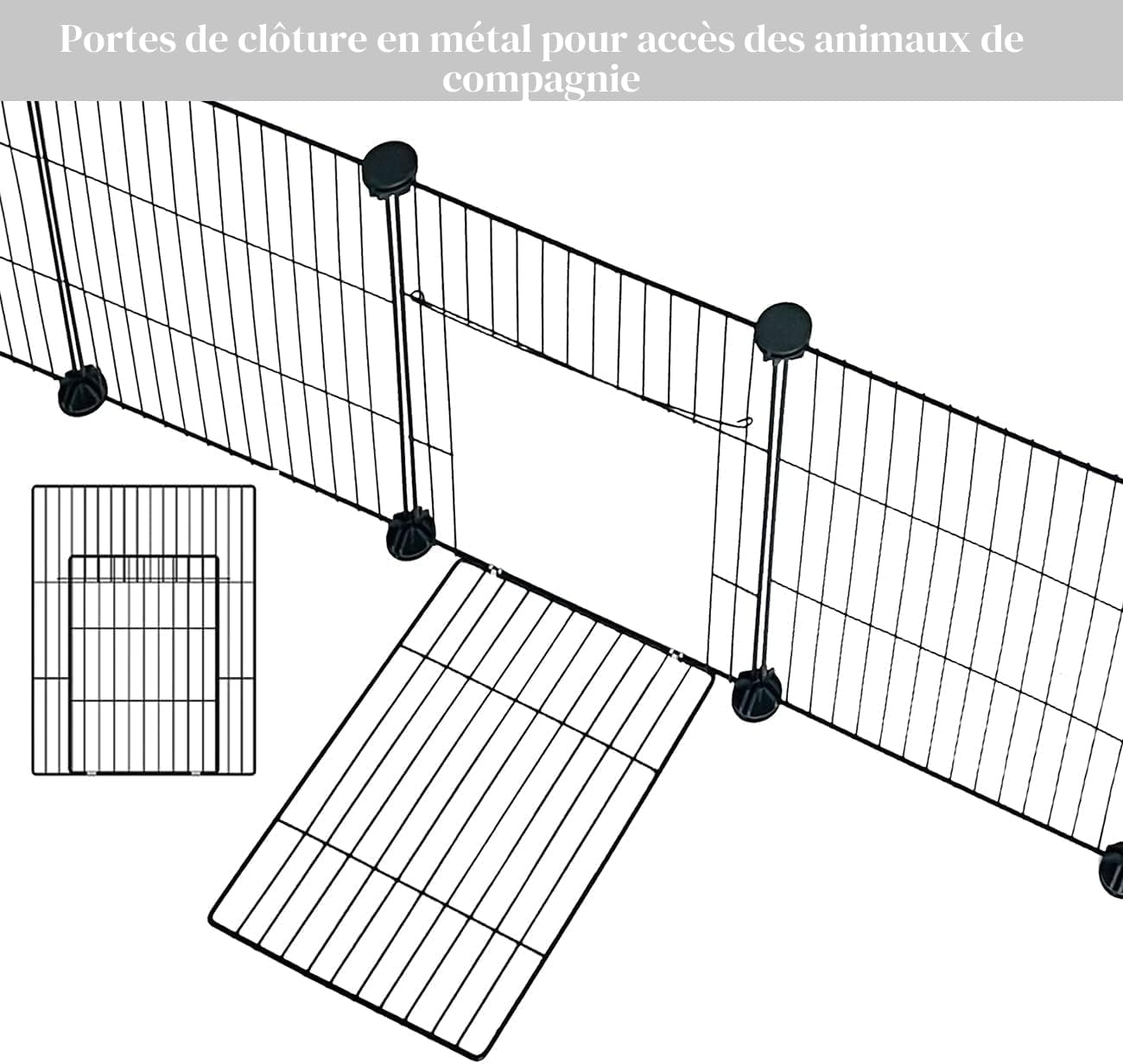 PILIN Enclos pour Lapin, clôture en métal, Cage métallique avec Tapis étanche, Montage de différentes Tailles de Cage métallique 30x38 24 pièces