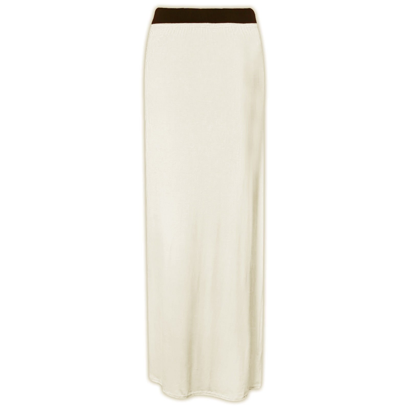 Fairy Trendz Ltd Women's Cream Plain Long Elasticated Gypsy Skirt Fancy Printed Jersey Maxi Skirt ( Uk 12-14)