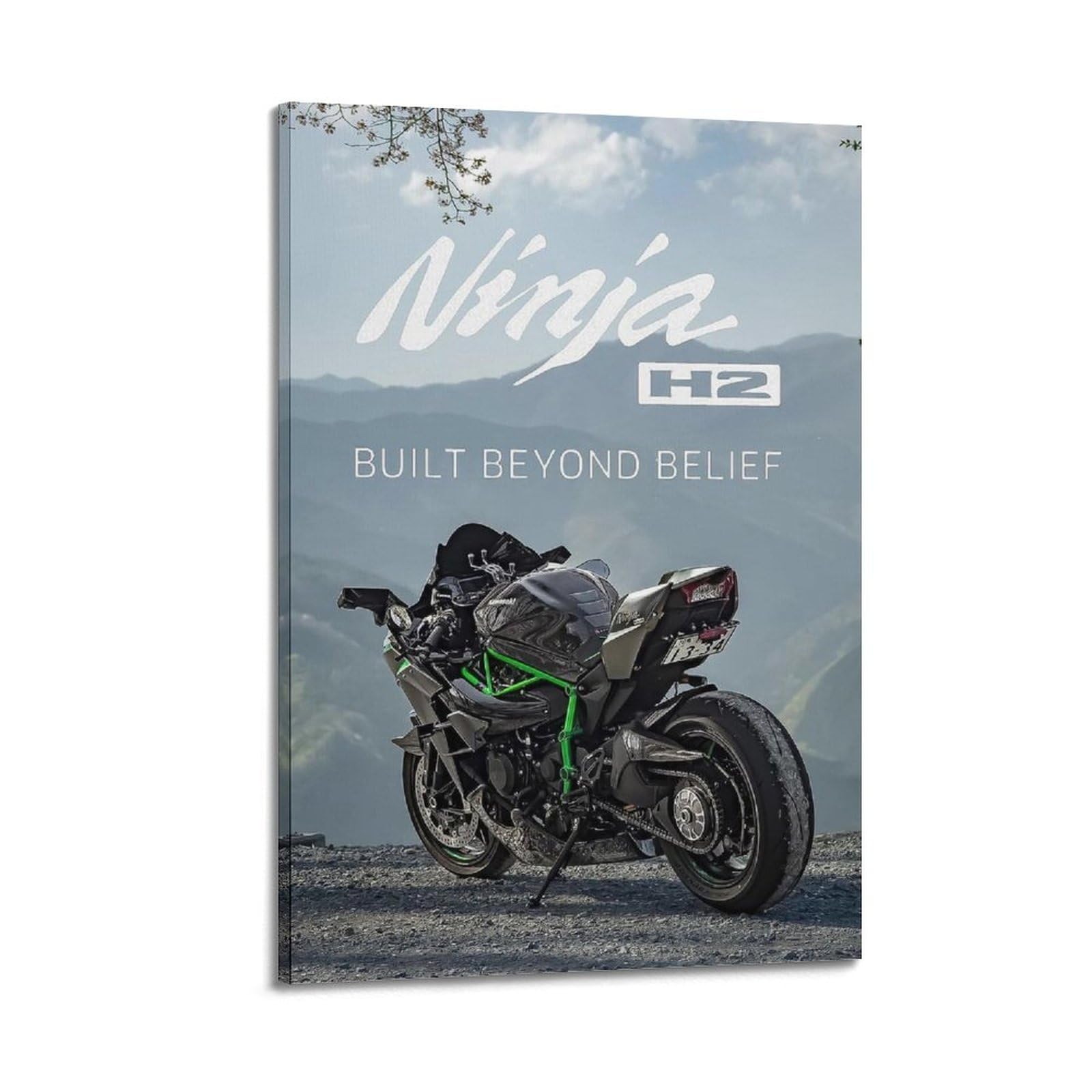 BITTU Motorbike Poster for Kawasaki Ninja H2 R Sportbike Decorative Painting Canvas Wall&Art Picture 12x18inch(30x45cm)