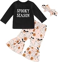 Vista 10 de Ropa de Halloween para bebé niña de 0 a 6 años, sudadera de calabaza, camisetas, camisetas y pantalones acampanados, conjunto de ropa de otoño