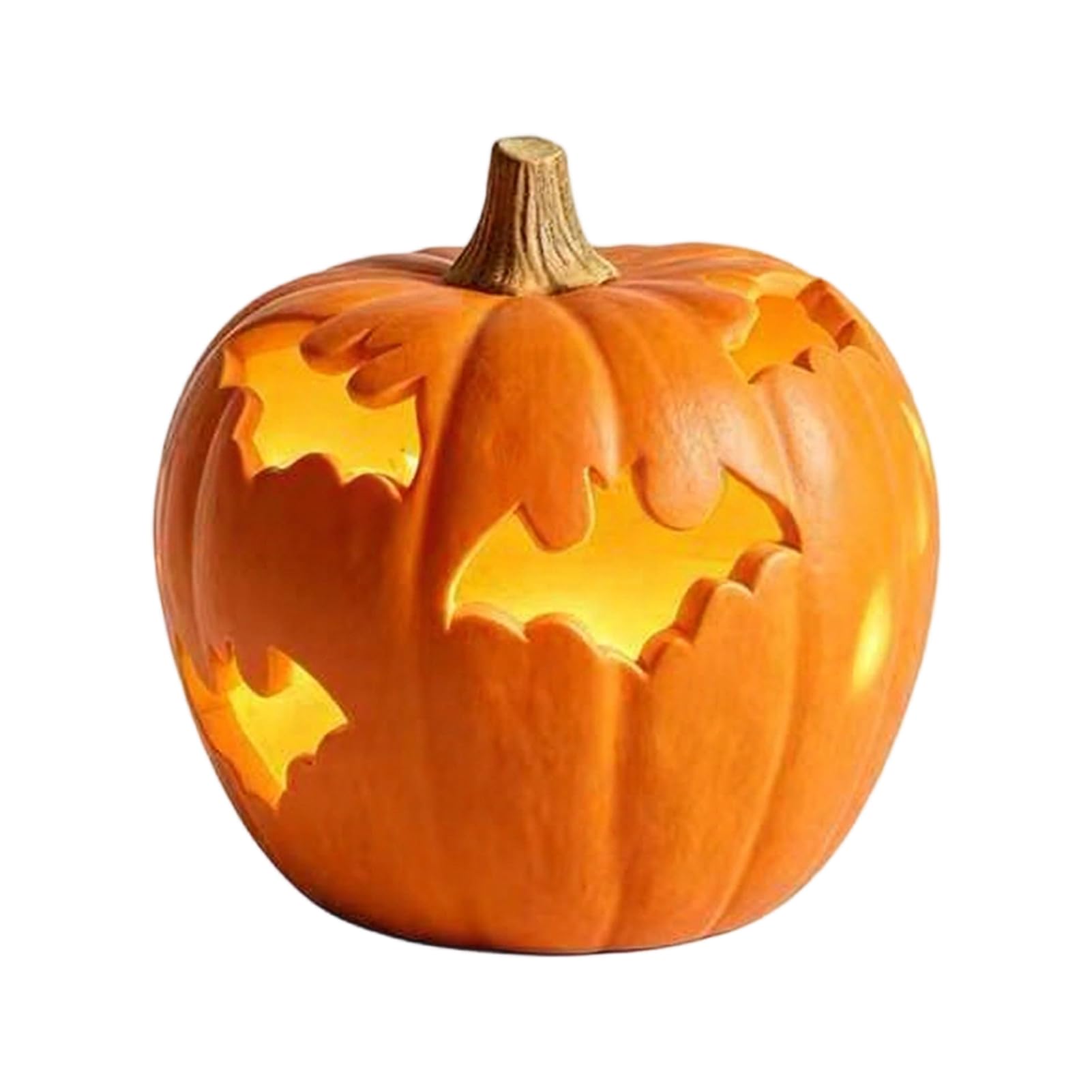 Halloween Pumpkin Resin Figurine Bat Lantern Warm Light Indoor Decor