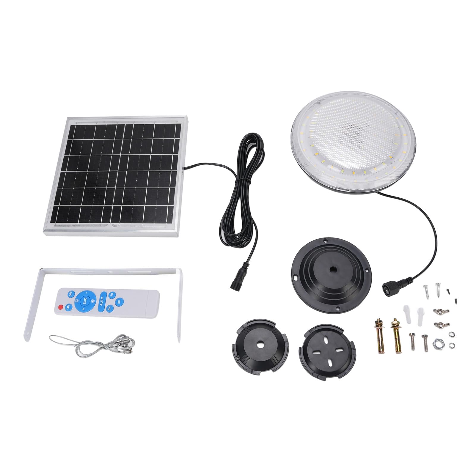 HEEPDD Luce Solare Plafoniera Dimmerabile 3 Luci Colorate IP65 con Sensore di Luce Remoto per Interni Ed Esterni Capannone Fienile Portico Garage Telecomando Solare Nan
