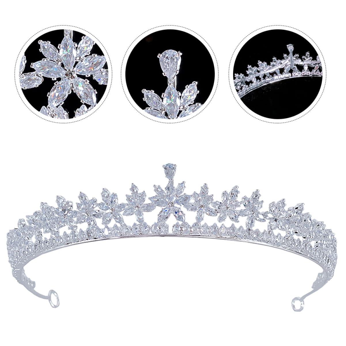 Mikinona Tiara De Para Novia Incrustaciones De Circonita Cúbica Tocado De Boda Para Mujer Para Ceremonia De Despedida De Soltera