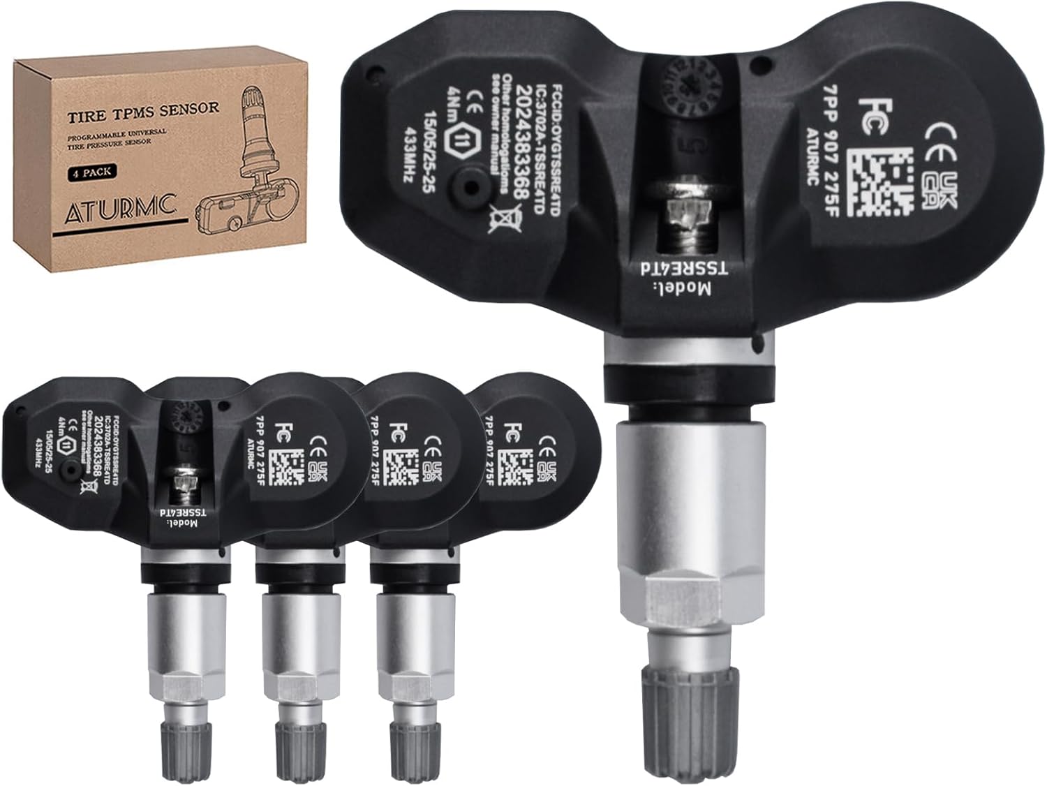 Set of 4 TPMS Sensor Tire Pressure Monitoring Sensor 433MHz Compatible with BMW Audi RS7 A6L RS6 A8 Replaces# 7PP907275F 4F0907275D 4F0907275 36236798726 4F0907275D 4F0907275