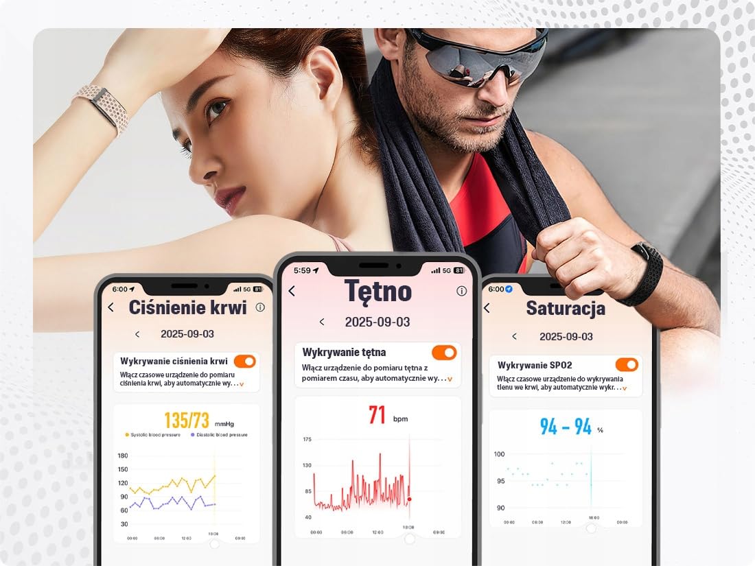 Inteligentna Opaska Smart Zdrowie Sport Powiadomienia - Aplikacja po Polsku