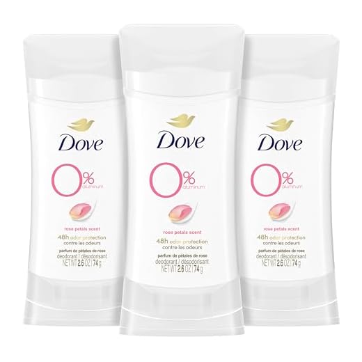 Dove Desodorante 0% sem alumínio, proteção contra o odor, 24 horas, pétalas de rosa, 73 g, 3 unidades