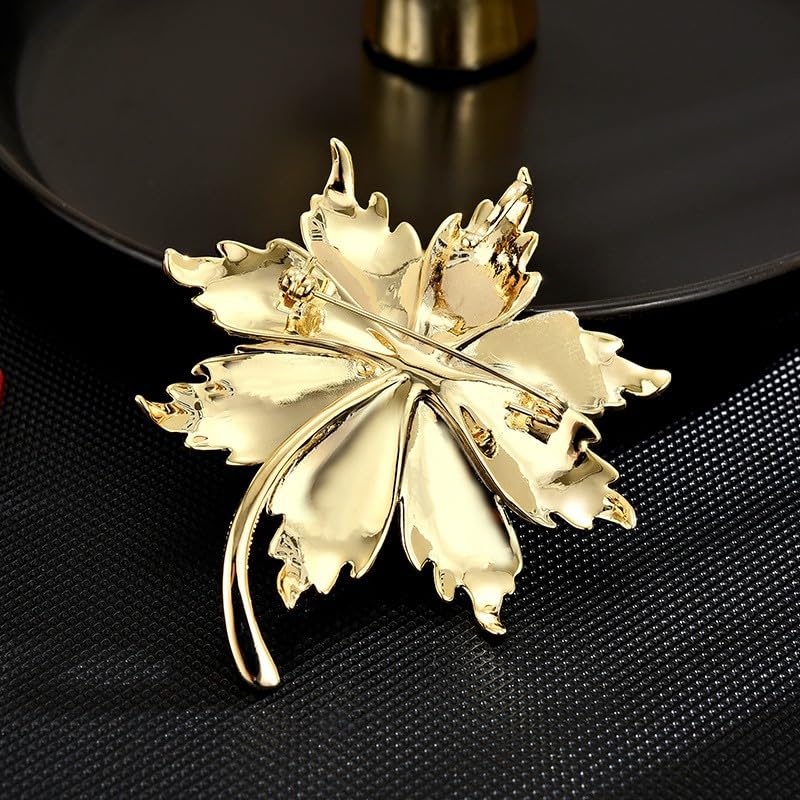 Image of Flower Brooch Pin - Rhinestone Flower Pin 18k Gold Plated - Thanksgiving Day, Birthday, Wedding Gifts for Mom, Wife
