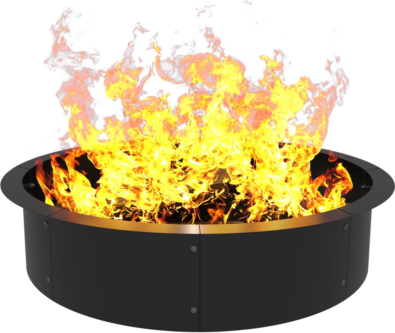 Round Outdoor Fire Pit Ring Insert 36-Inch Inner 40-Inch Outer Diameter, Heavy Duty Metal Steel DIY Firepit Liner Campfire Rings for Outside Wood Burning Above or In-Ground, Black