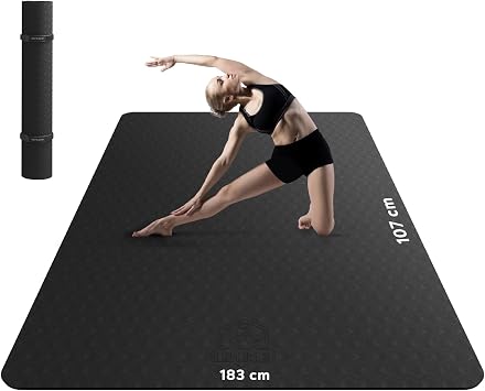 HAPBEAR Large Yoga Mat for Women- 183 116cm 6mm/183 122cm 8mm,TPE Non-Slip, Durable, Extra Large Thick Wide Exercise Mat for Pilates, Gym, Workout, Home,Fitness, Barefoot Exercise