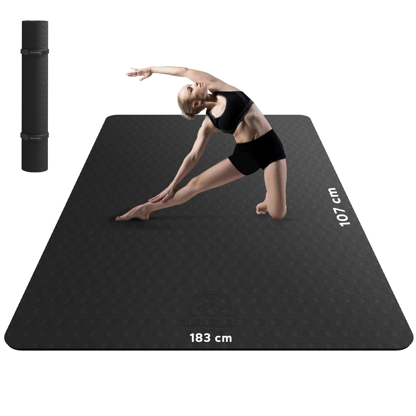 HAPBEAR Large Yoga Mat for Women- 183×108cm×6mm×6mm,TPE Non-Slip, Durable, Extra Large Thick Wide Exercise Mat for Pilates, Gym, Workout, Home,Fitness, (Barefoot Exercise)