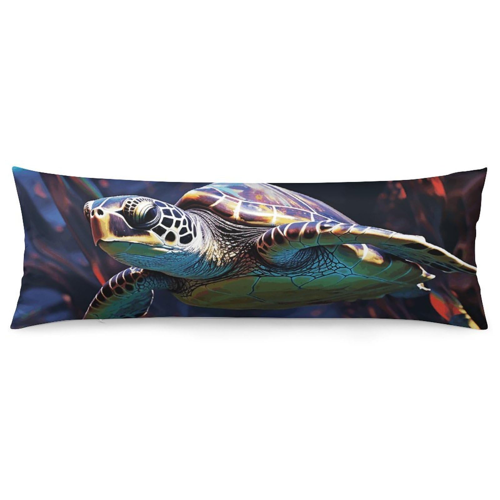 2 Pack Pillow Cases for Hair and Skin, Soft Breathable Pillow Case Covers with Hidden Zipper, A Colorful Tropical Sea Turtle Pillowcase 20"x54" Pillow Covers for Sleeping Gift