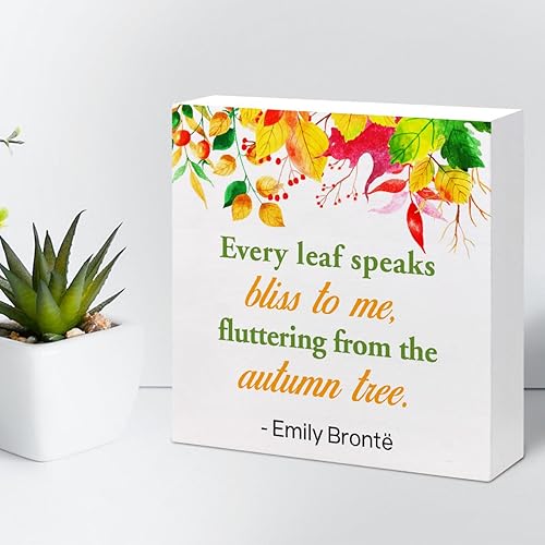 Miniatura 36 de Decoración de escritorio de otoño, Groovy Gobble Gobble Fall Thanksgiving Wood Block Sign Decoración de escritorio, caja de madera rústica de