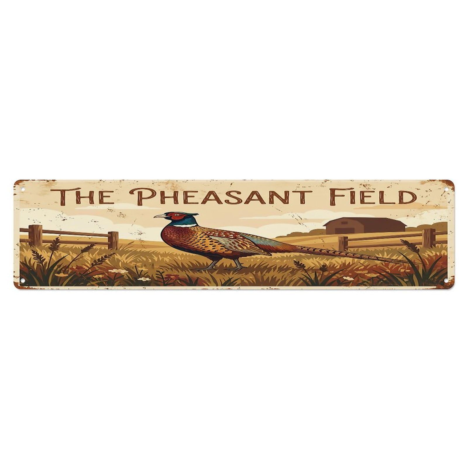 Vintage Pheasant Farm Scene The Pheasant Field Metal Tin Sign