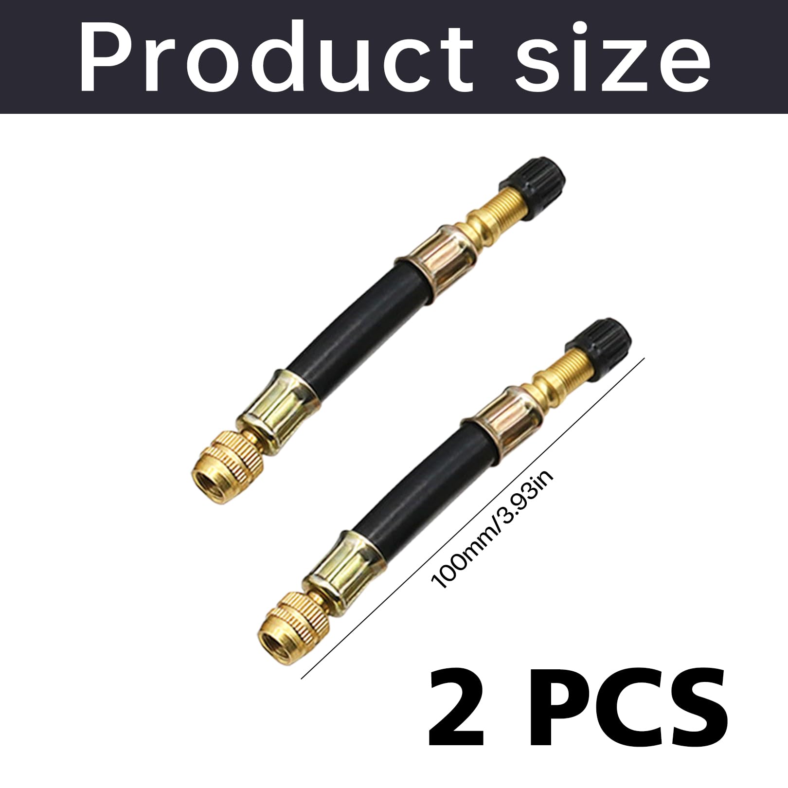 2 Stk Ventilverlängerung Autoventil Verlängerung,Reifenventilverlängerung 100mm,Flexible Tire Valve Extenders,Reifenventil Verlängerung Adapter,Gummi Reifen Ventilverlängerung für Auto Scooter Fahrrad - 2