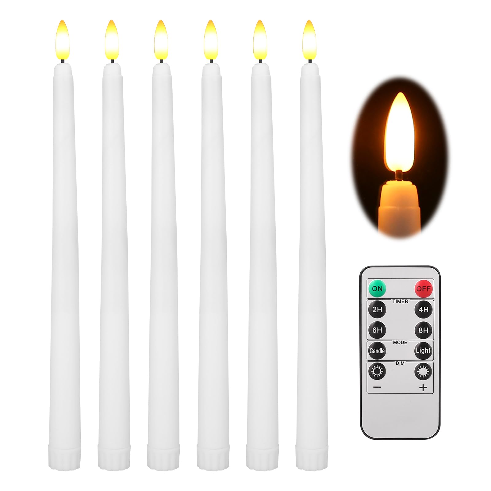 NAKIHOUSE LED Taper Candles with Remote Timer, Realistic 3D Wick Flickering Dinner Candles, Battery Operated Candle Lights, 11 Inch Long Candles for Christmas Birthday Party Wedding Decoration — image 1