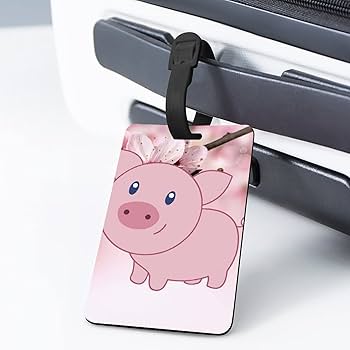 Amazon.co.jp: ネームタグ ピンクの豚 桜 荷物タグ ラゲージタグ