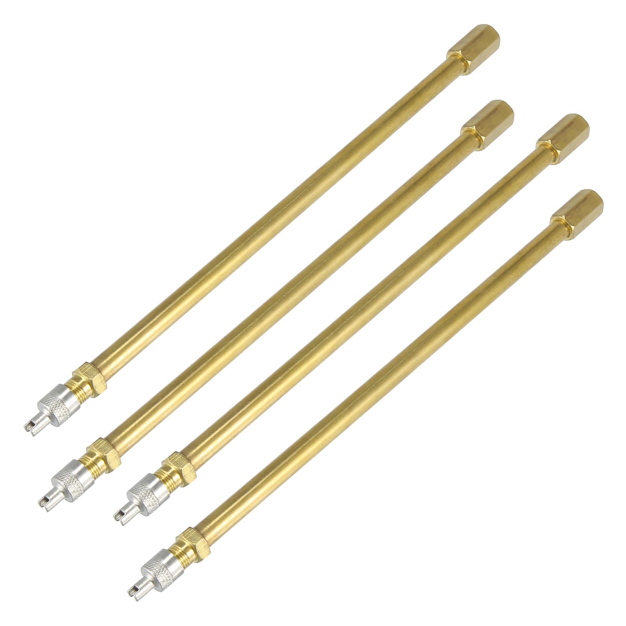X AUTOHAUX 4pcs 200mm/7.87" Long Brass Tire Valve Extension for Car