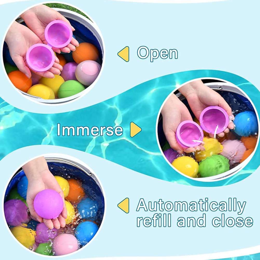 6 Globos de Agua Reutilizables, Globos de Agua Hinchables Rápidos de Silicona de Colores, Juguetes para Piscina, Playa, Cumpleaños y Actividades Juegos al Aire Libre