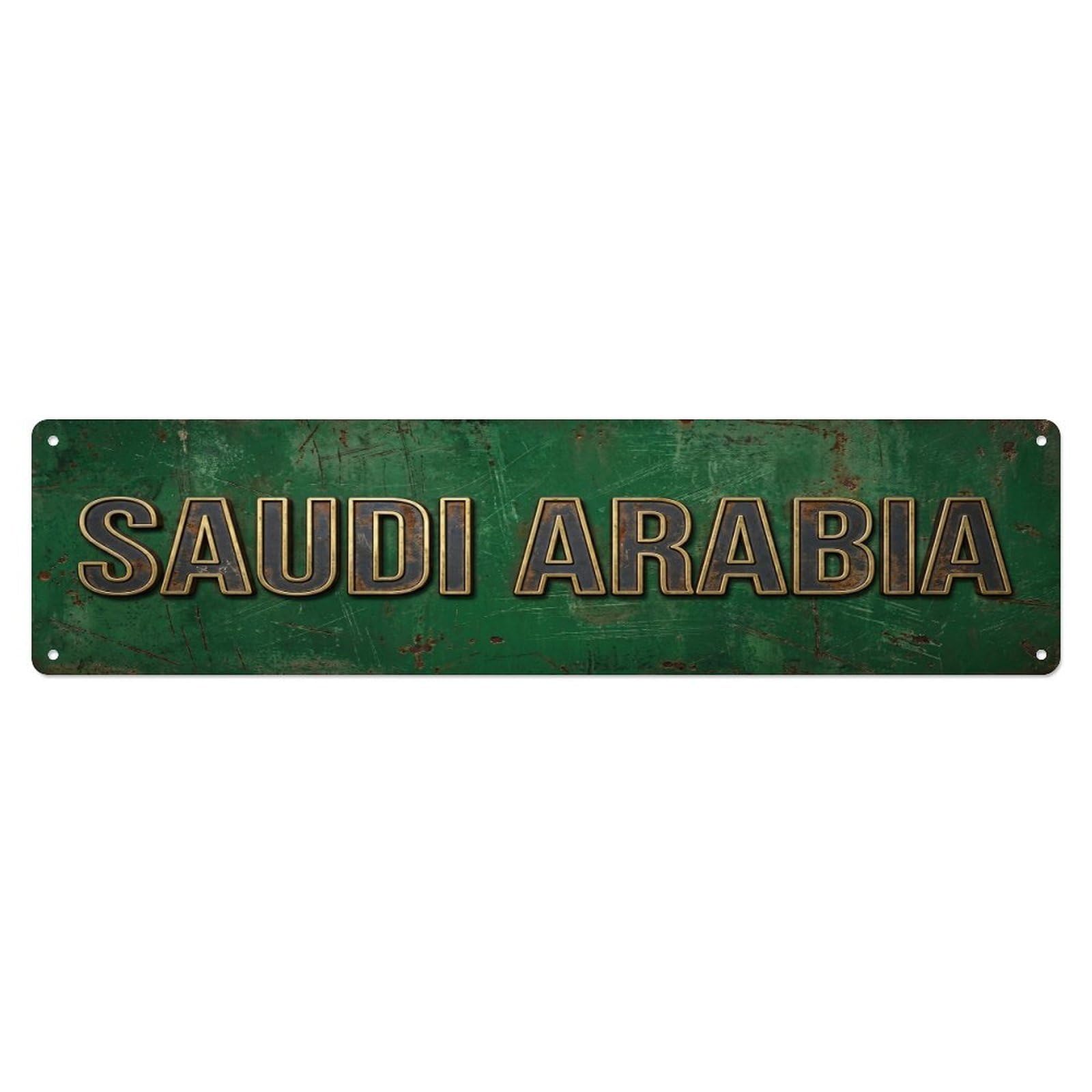 Vintage Saudi Arabia Flag Pattern Metal Tin Sign