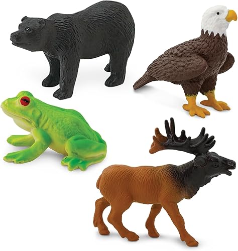 Miniatura 5 de Safari Ltd In The Woods TOOB - Figurillas: alce, nutria, mariposa monarca, oso negro, serpiente, águila, castor, cierva, saltamontes, rana, mapache,