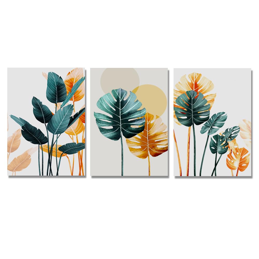 WBYZAC Botanical Posters-Nordic Color Plant Leaves Poster Print Still Life Wall Art Canvas Painting Picture for Living Room Kitchen Home Decor Artwork-60 * 80cm*3PCS (No Frame)