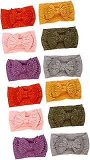 minkissy 12 Pcs Bow Headband Lace Headband Newborn Headband Baby Head Bands Dot Headwraps with Bows Stretch Bowknot Headband Christmas Headband Baby Infant Hair Bow Baby Bow Headband Nylon